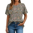 thumbnail image 4 of Royisotas Summer Tops for Women Casual Short Sleeve Shirts for Women Crew Neck Floral Gaphic Tshirts Shirts for Women, 4 of 4