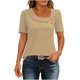 thumbnail image 1 of Tops de Mujer Casual Color Sólido Manga Corta Botón, Blusa Elegante para Primavera Verano Diario, 1 of 6