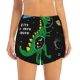 thumbnail image 2 of Fotbe Space Dino Cartoon Black Womens High Waist Running Shorts Athletic Workout Quick Dry Shorts for Women with Pockets Gym Yoga Summer Shorts-X-Large, 2 of 9