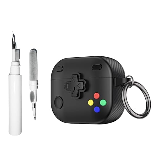 [3 in 1]Case Compatible with AirPods 3rd Generation with Lock, Cute Game Design Soft TPU Full Protective Cover with Keychain/Cleaning Kit for Kids