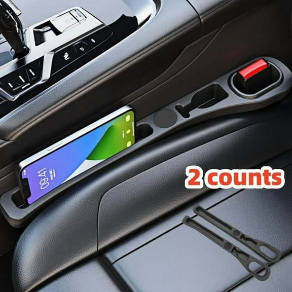 Car Seat Side Filler with Hook Function, PU Leather Side Storage holder Strip, Phone Key Ticket Holder, Auto Organizer for Stowing & Tidying, Automotive Interior Accessories