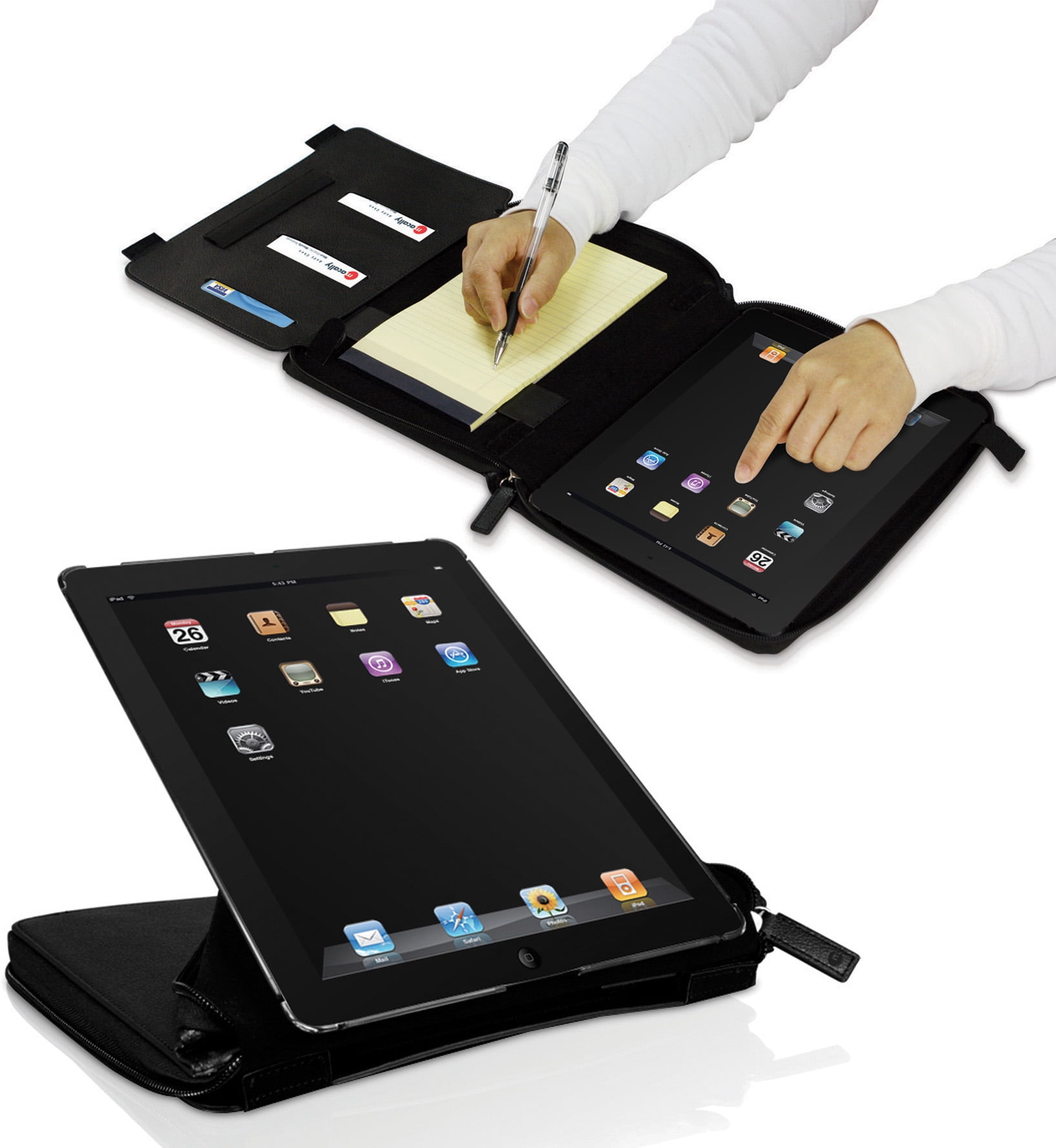 MACALLY BLACK ORGANIZER CASE ROTATE STAND POCKETS FOR iPAD 2nd 3rd 4th GEN Walmart Canada