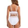 thumbnail image 3 of Women's Two Piece Crochet Tankini Swimsuits Hollow Out Criss Cross Tank Top Tie Side Boyshorts Swimsuit, 3 of 5