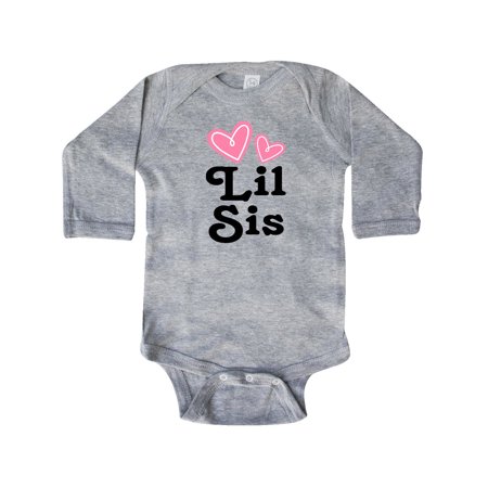 

Inktastic Love Hearts Lil Sis Gift Baby Girl Long Sleeve Bodysuit