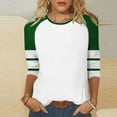 thumbnail image 5 of Olyvenn Fashion 3/4 Sleeve Baseball Style T Shirts Womens Jersey Tops Striped 3/4 Sleeve Casual Style Summer Color Block Tees Multicolor XXL, 5 of 7