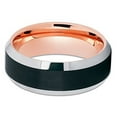 thumbnail image 2 of Tungsten Wedding Band Rose Gold Tungsten Ring Men & Women Beveled Tungsten Brushed Black 8mm Comfort Fit, 2 of 3