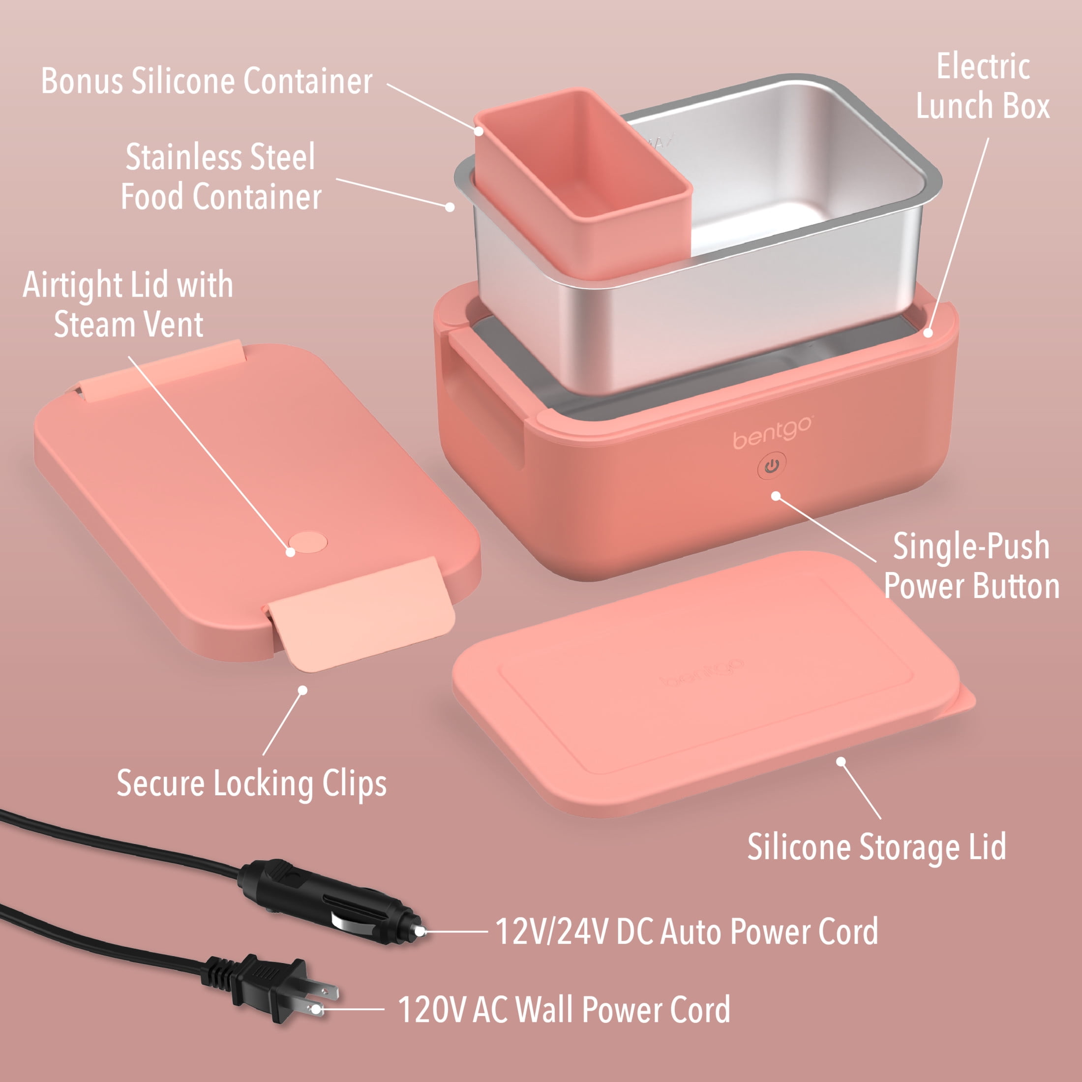 Bentgo Heated Electric Bento Box Pink Spice 42.4 oz. (BGHEATBX-PS)