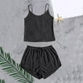 thumbnail image 2 of EINCcm Women's 2 Sets Ribbed Pajamas Set Summer Sleeveless Crop Top and Tie Front Shorts Lounge Set Sleepwear, 2 of 3