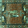 thumbnail image 1 of Ahgly Company Machine Washable Indoor Square Animal Turquoise Blue Traditional Area Rugs, 5' Square, 1 of 4