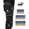 thumbnail image 5 of PUMA Workwear Precision X Work Pants for men - Premium Trousers with Multiple Pockets and Reinforced Knees - Ideal for Craftsmen, Manufacturing, and Construction - Black/Neon - 46W / 32L, 5 of 7