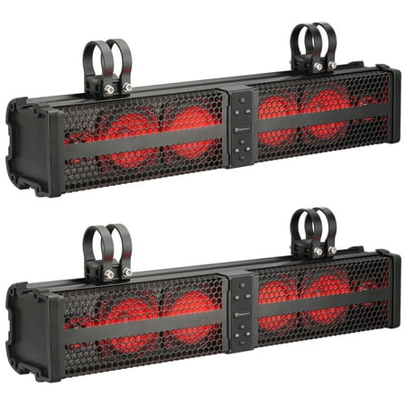2 Rockville XBAR-24 24"ATV/UTV Soundbar Bluetooth Speaker Systems w/LED+Wire Kit