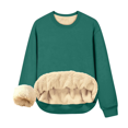 thumbnail image 2 of Fleece Lined Sweatshirts for Women Winter Warm Long Sleeve Pullover Casual Round Neck Thickened Solid Fall Tops, 2 of 7