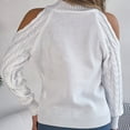 thumbnail image 5 of UAMVSH Cold Shoulder Sweaters for Women Turtleneck Tops Fall Comfy Long Sleeve Soft Cable Knitted Pullovers Trendy Going out Sweaters(X-Large,White), 5 of 7