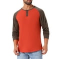 thumbnail image 4 of INSPIRE CHIC Men's T-Shirts Raglan Long Sleeve Casual Baseball Henley T-Shirts M Red, 4 of 6