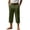 Army Green, variant on Men’s Loose Fit 3/4 Length Trousers Casual Elastic Waist Pleated Cropped Pants with Pockets for Everyday Wear Dark Blue XL