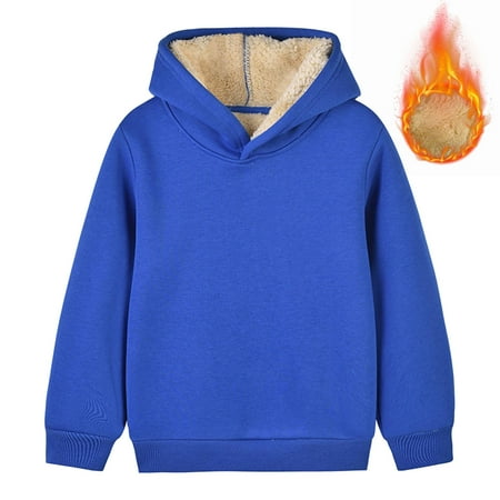 

itsun Toddler Sweatshirt Toddler Kids Boys Girls Fashion Color Plush Warm Long Sleeved Casual Sports Sweatshirt Hooded Top Blue 18-24 Months