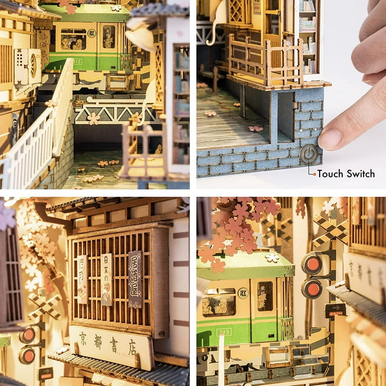 ISSEVE DIY Book Nook Kit, 3D Wooden Puzzle DIY Miniature House Kit