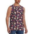 thumbnail image 2 of Bixox Men's Skull flower leaf colorful Printed Shirt Sleeveless Fitness Tank Top-X-Large, 2 of 5