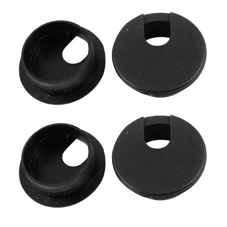 Desk Table Computer Round Shaped Black Cable Grommet Hole Cover