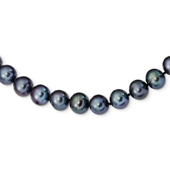 Primal Silver Sterling Silver Rhodium Plated 10-11mm Black Freshwater Cultured Pearl Necklace