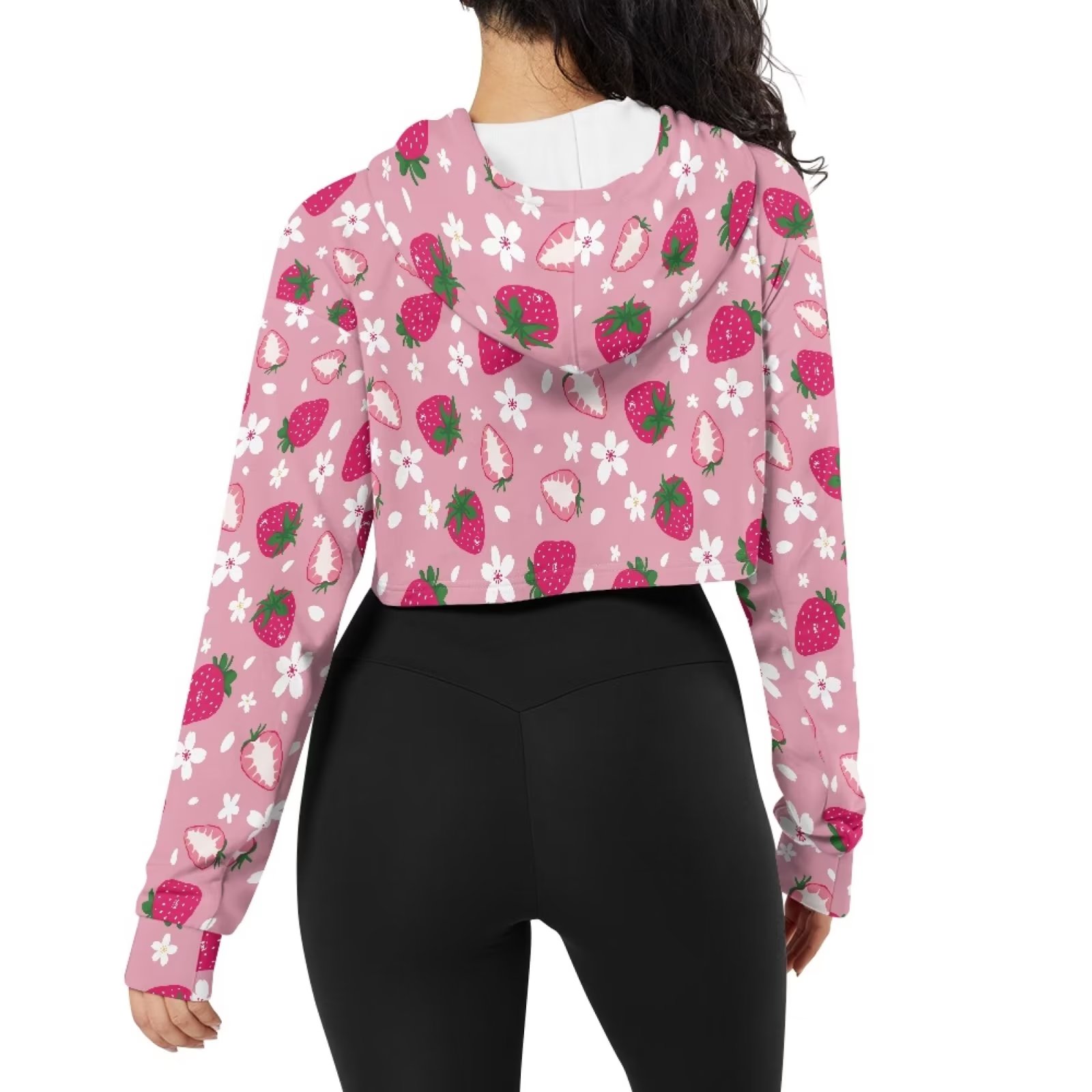 Renewold Sakura Strawberry Crop Top Hoodie & Women Pullover