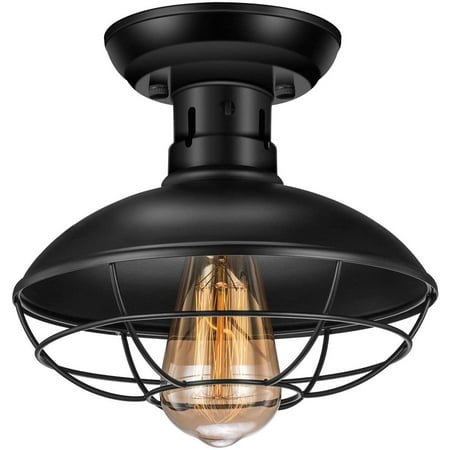 

Industrial Ceiling Light Semi Flush Mount Ceiling Light Farmhouse Antique Caged Ceiling Lamp Fixture for Hallway Kitchen E26 Base
