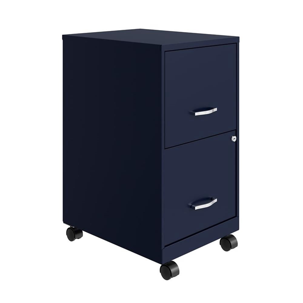 UrbanPro 18" 2-Drawer Metal Mobile Smart Vertical Filing Cabinet in Navy