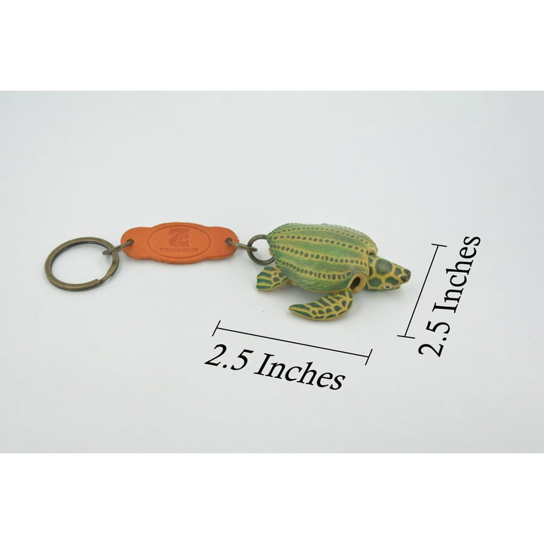 Turtle Key Chain Leather Back Sea Turtle Reptiles Green Hand Made Keychain Thailand Key Fob Keys Lifelike Model Gift 3 THL05 BB69