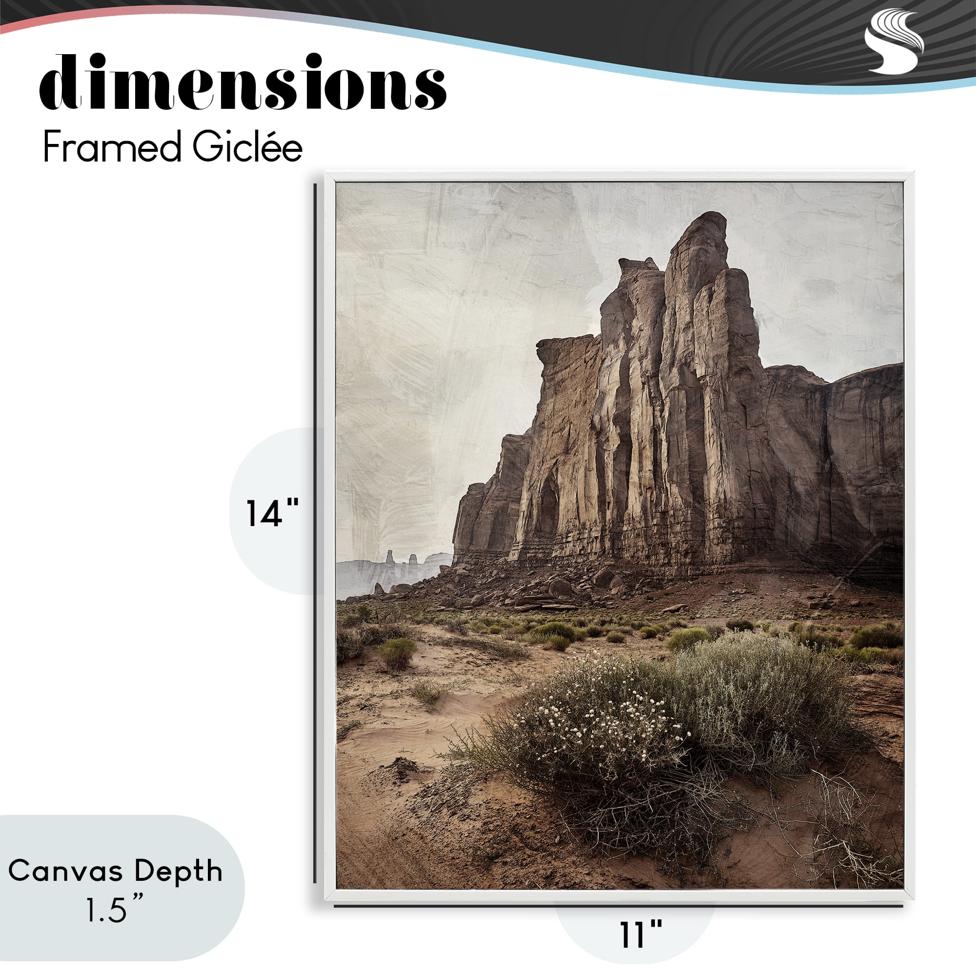 Stupell Industries Desolate Rock View White Framed Giclee Art, design by Kim Allen