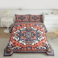 thumbnail image 2 of jejeloiu Boho Theme Full Size Comforter Sets,Retro Damask Print Bedding Comforter Set,Orange White Mandala Bedding Sets For Child,Breathable Home Decor Reversible,3 Pieces, 2 of 8