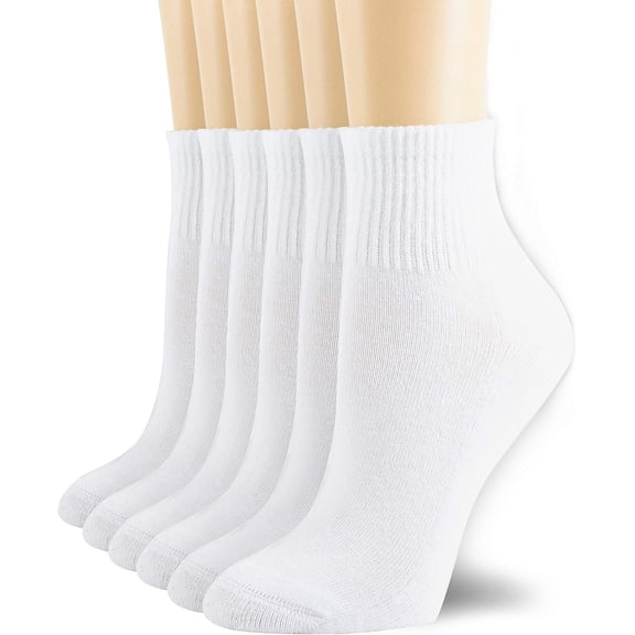 TELOLY 6 Pairs Women’S Mini Crew/Ankle Cotton Athletic Socks with Thick Cushioned 9-11