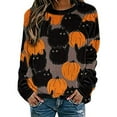 thumbnail image 1 of Women‘s Knitting Halloween Fall Loose Elastic Party Pumpkin Cat Top, 1 of 6
