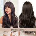 thumbnail image 3 of Long Gray Brown Curly Hair Wig with Bangs Charming Fluffy Hair Extensions for Women Girls, 3 of 5