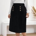 thumbnail image 4 of Pounoo Women's Skirts High Waist Double Breasted A Line Midi Skirt Casual Office Wear Lightweight Breathable Loose Fit Work Skirts Gift, 4 of 7