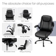 thumbnail image 3 of NEO CHAIR Executive Office Chair, Ergonomic High back Cushioned, Wide Leather Seat 8 Hours Heavy Duty Design, Flip Up Armrest Computer Desk Chair, Black, 3 of 7