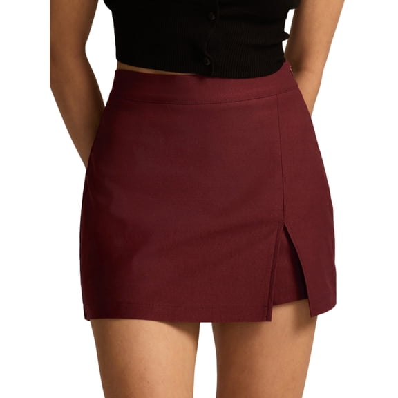 Skirts for Women Trendy High Waisted Corduroy Mini Skirt with Shorts Wine Red M