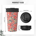 thumbnail image 3 of Hirioo Small Coral Red Flowers for Coffee Travel Mug Insulated Coffee Mug with Lid, 3 of 8