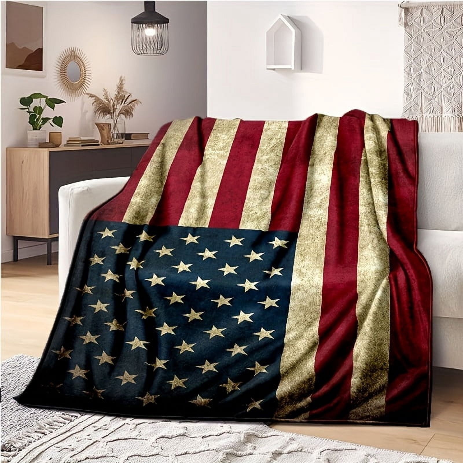 American Flag Gifts Blanket for Men Women, USA Flag Throw Blankets for Adult Kids Boys Girls, Christmas Birthday Independence Day American Decor Gifts for Home Bed Couch