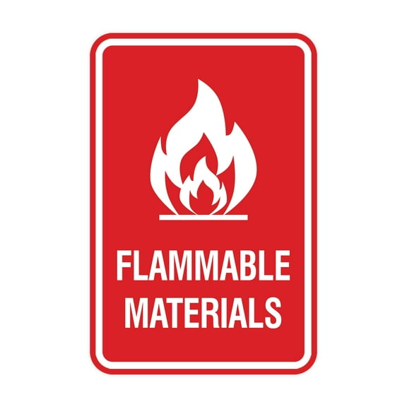 Signs ByLITA Portrait Round Flammable Materials Sign (Red) - Large
