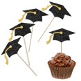 thumbnail image 1 of Gybeizhu 24 Piezas de Adornos para Cupcakes de Graduación en Negro y Dorado con Brillo, 1 of 5