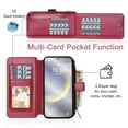 thumbnail image 2 of for Samsung Galaxy S23 Wallet Detachable Case, Multi-Functional 2-in-1 Folio Flip PU Leather Purse Magnetic Phone Cover with Credit Card Holder Zipper Pocket Flip Stand Protection Case, Red, 2 of 5