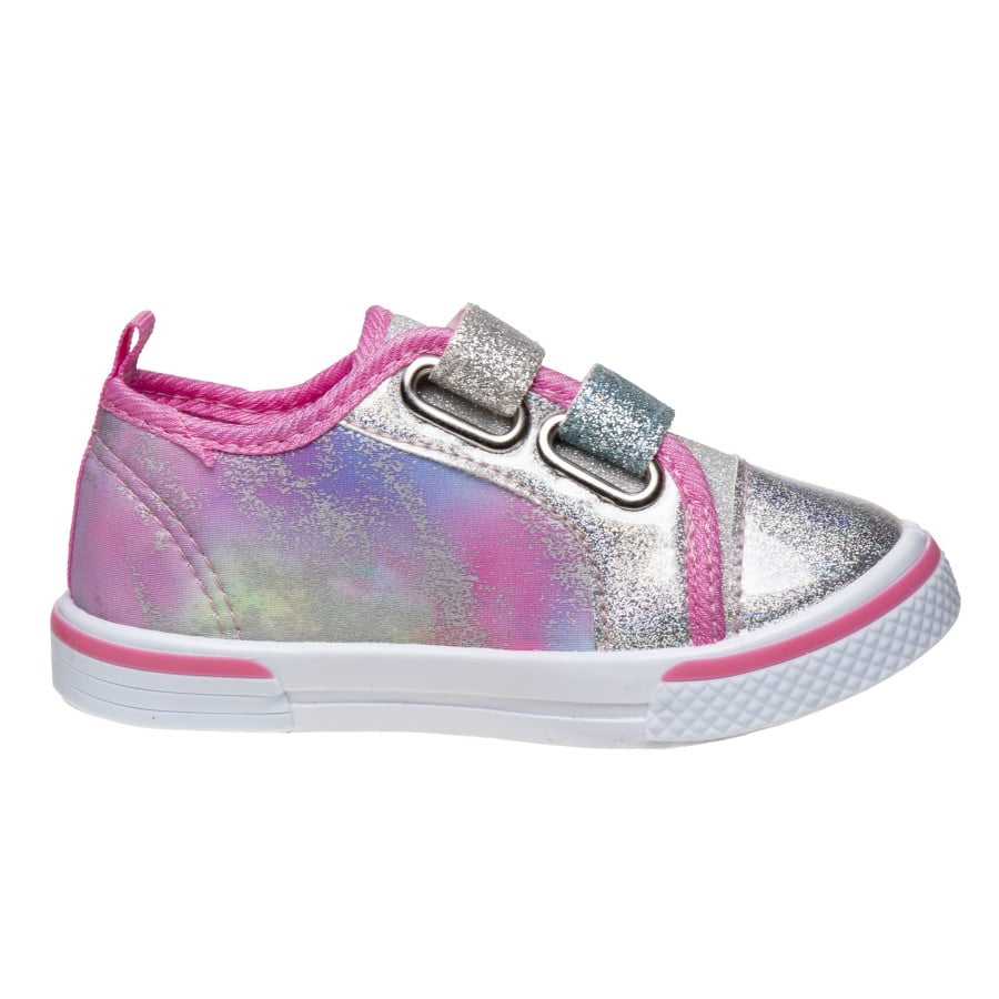Laura Ashley Toddler Girls Hook And Loop Sneakers, Pink Silver, Size: 10