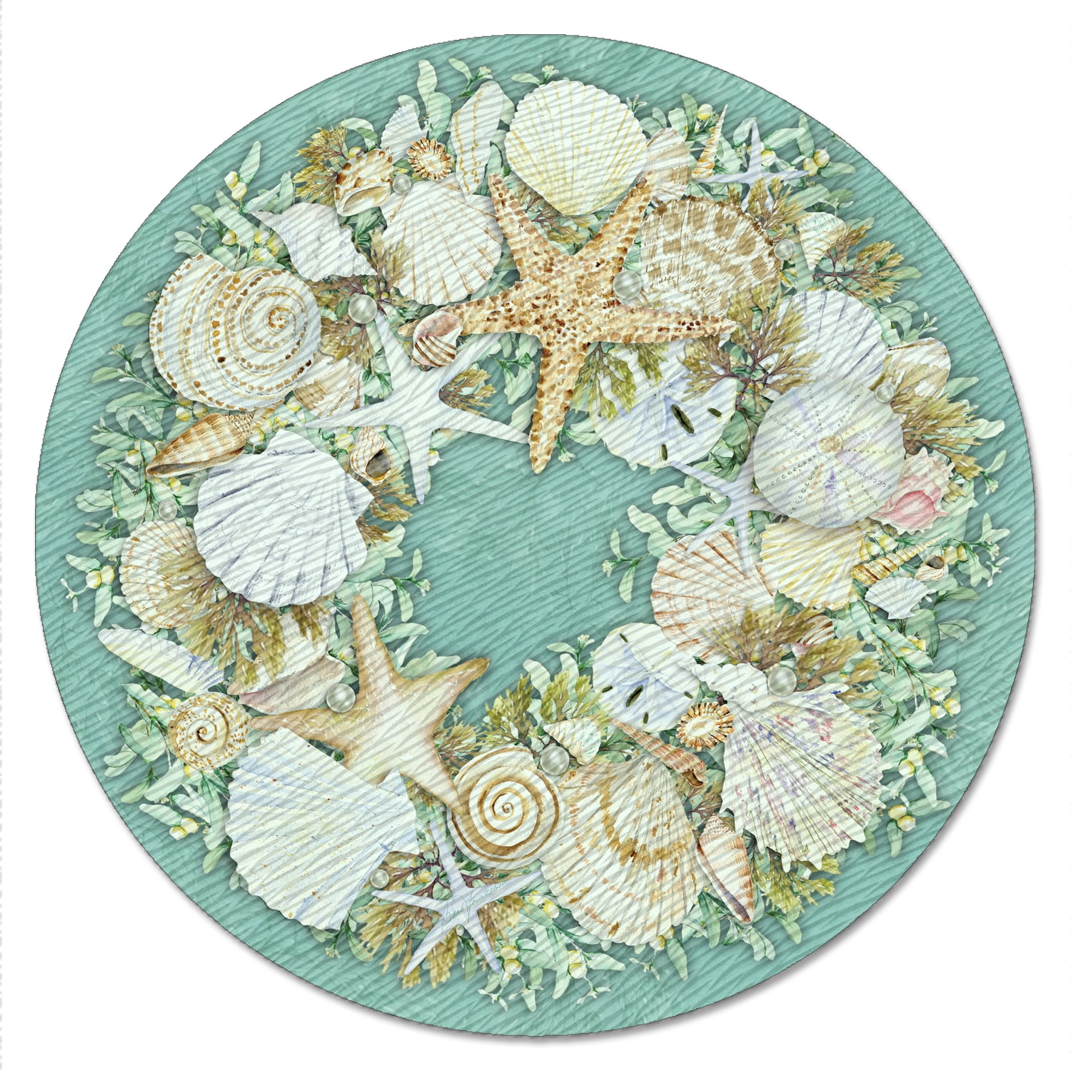 Collections Etc Blue Shell and Starfish with Pearls Wreath - Walmart.com