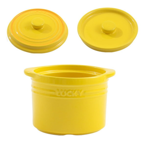 Qeeadeea Bouillon Cups, French Onion Soup Bowls With Handles, French Onion Soup Crocks Oven Safe, Microwave Soup Bowl With Lid, Soup Mug-yellow-4.8x4.8x3.6inch, 15oz