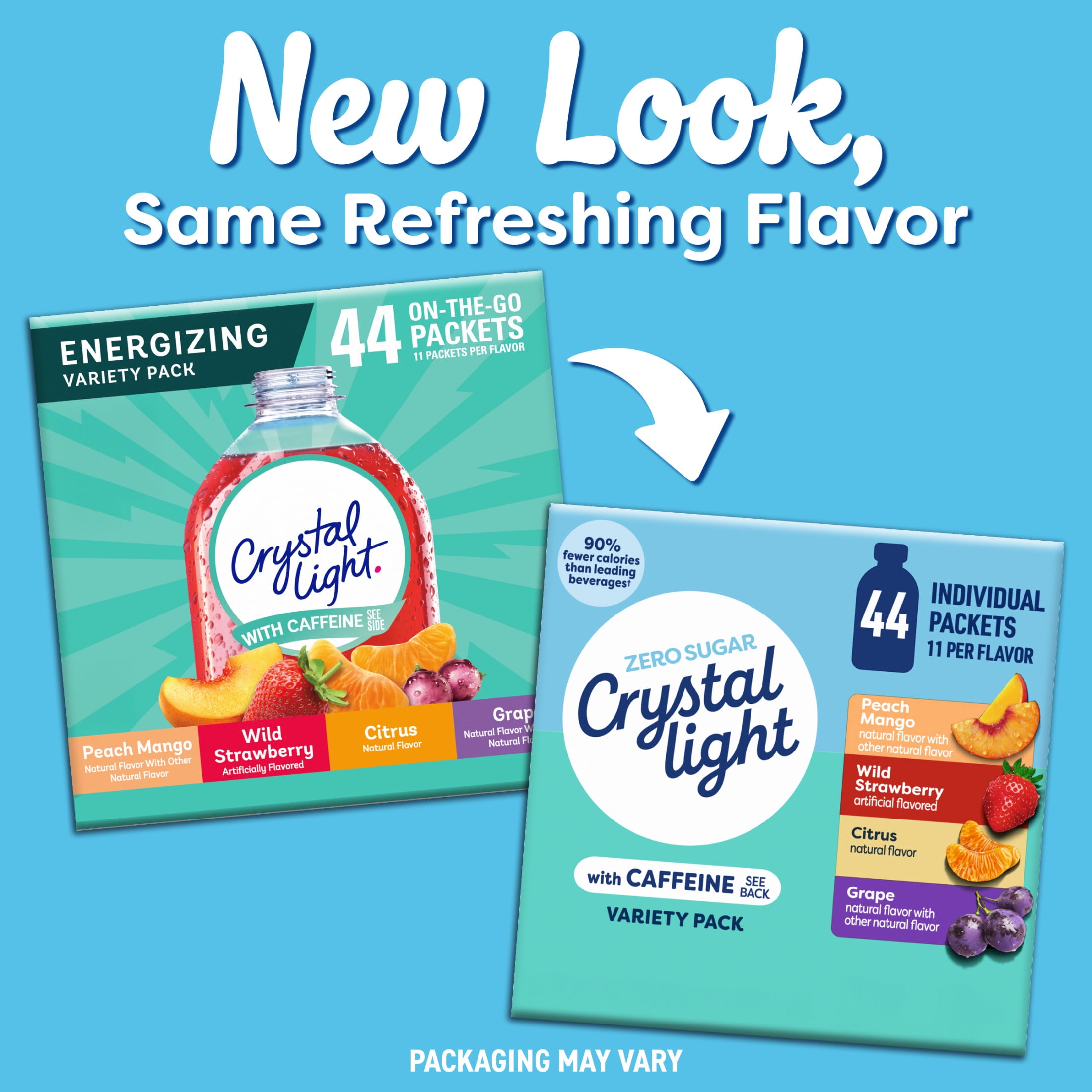 (6 pack) Crystal Light Energizing Variety pack, 44 Count On-the-Go Packets