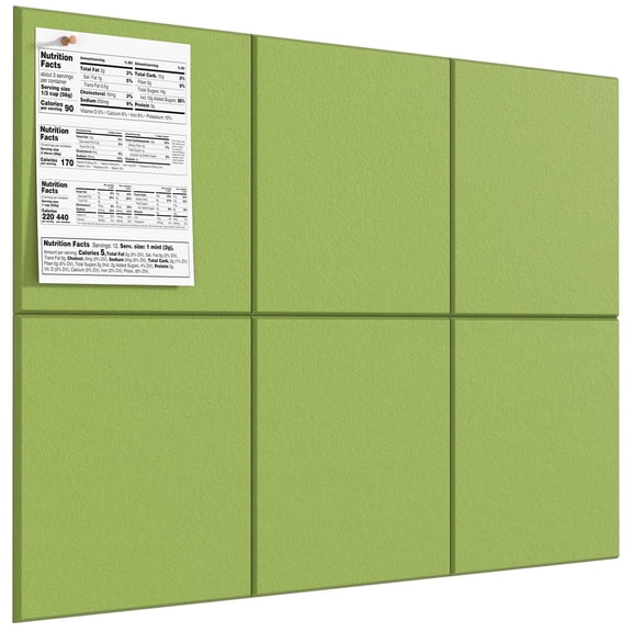 MaxGear 6-Pack Felt Bulletin Board Tiles, 11.8"x11.8" Forest Green Wall Panels with Push Pins for Office, Home