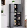 thumbnail image 5 of HOMEFORT Tall Kitchen Pantry Storage Cabinet with Doors and Shelves, Wooden Food Pantry Farmhouse Cupboard Freestanding Buffet for Kitchen Dining Living Room, Grey, 5 of 8