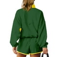 thumbnail image 4 of YOIAVAIOY Tennis sets Women Button Collar Pullover Sweat Shorts 2 Piece Athletic Baseball Outfits Travel Airport Set Resort Matching Wear Army Green M, 4 of 9