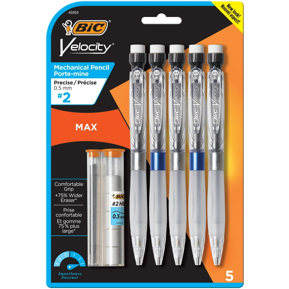 BIC Velocity Max Mechanical Pencil Soft Gel Grip, Large Eraser