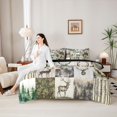 thumbnail image 4 of Castle Fairy Teens Watercolor Deer 7-Piece Twin Bedding,Vintaeg Camo Smooky Jungle Bedding Comforter Set,Green Brown Beige,Black Reversible, 4 of 7